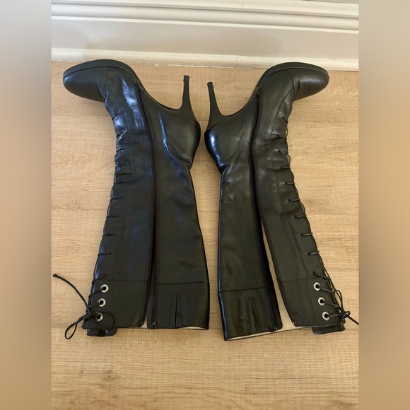 Via Spiga V-Rapido Black Leather Tall Lace Up Boot - Picture 12 of 12